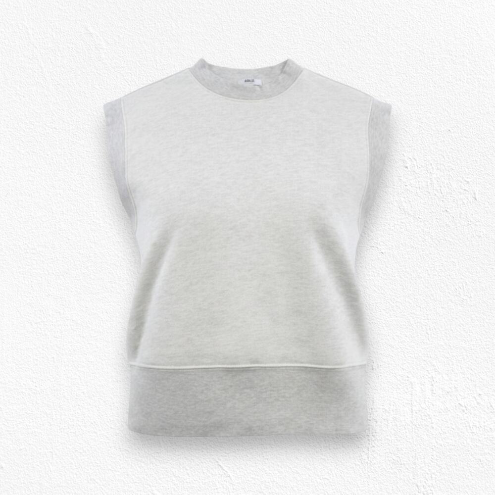 AGOLDE Simone Sleeveless Sweatshirt Gray Cream Fleece Lined Vest Size Medium